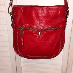 NWOT B Makowsky Red Leather Crossbody Shoulder Handbag